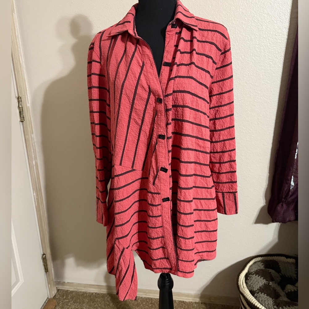 Ali miles Striped Button-Up Shirt